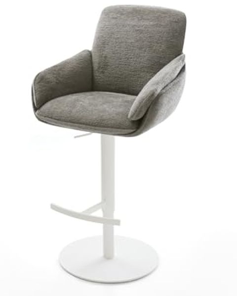 Barstuhl Luan-Flex Bouclé Soft Schlamm Drehfuß höhenverstellbar Metall Weiß Bild 2