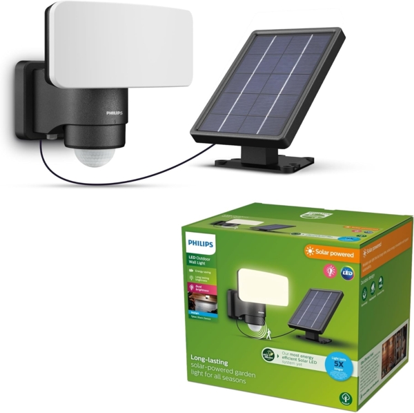Philips Solar Wandleuchte Tylus schwarz 18,5 x 17 x 21 cm kaltweiß