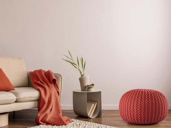 Amagohome Gartenlounge-Hocker Pouf Outdoor ø 55 o. 45cm Bodenkissen Sitzpouf Hocker wetterfest pfleg Bild 2