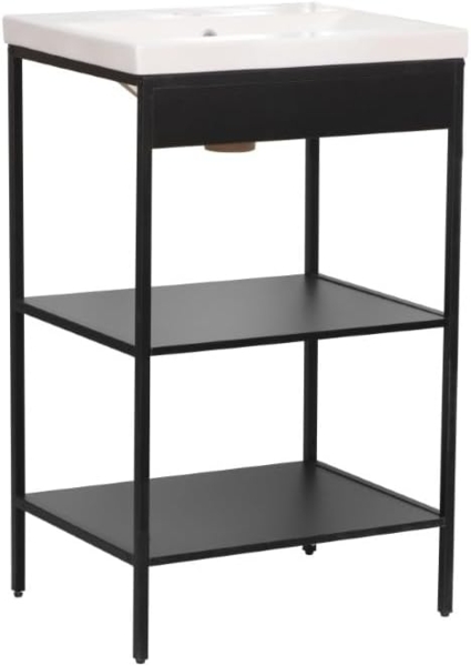 trendteam smart living - Lorin - Waschbeckenregal + Einsatzwaschbecken – Schwarz/Weiß - Regal mit 2 offenen Fächern - (BxHxT) 52 x 83 x 40 cm - modernes Design Bild 1