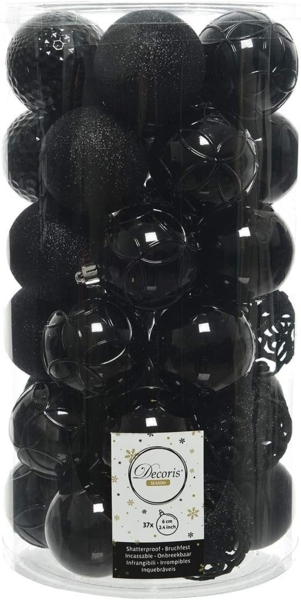 Weihnachtskugel-Set PLEX D 6 cm schwarz