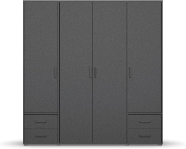 rauch Drehtürenschrank Kleiderschrank Schrank Garderobe Wäscheschrank VOYAGER (in 3 verschiedenen Ausstattungen BASIC/CLASSIC/PREMIUM) moderne Griffe in Graumetallic mit Außenschubkästen MADE IN GERMANY Bild 8