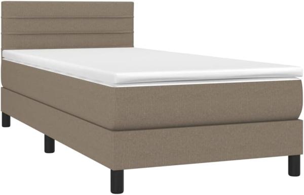 vidaXL Boxspringbett mit Matratze Taupe 90x200 cm Stoff 3140109