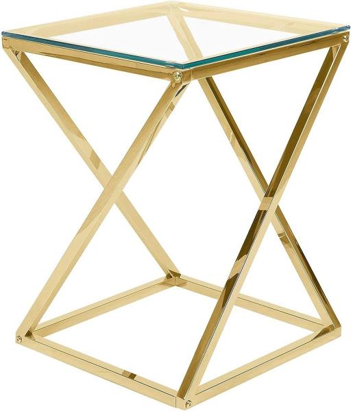 Beistelltisch Glas Gold quadratisch 40 x 40 cm BEVERLY