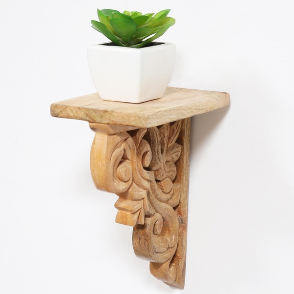 Marrakesch Orient & Mediterran Interior Wandregal 2er Set Wandablage Wandregal aus Massivholz Araba, 2-tlg, Handarbeit Bild 5