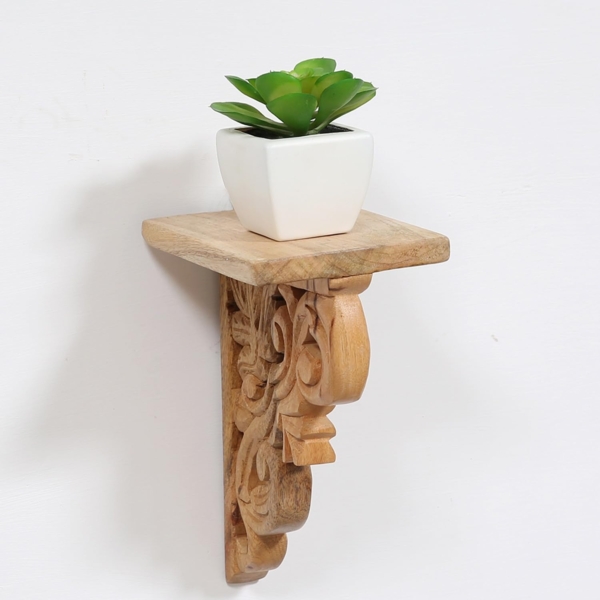 Marrakesch Orient & Mediterran Interior Wandregal 2er Set Wandablage Wandregal aus Massivholz Araba, 2-tlg, Handarbeit Bild 6