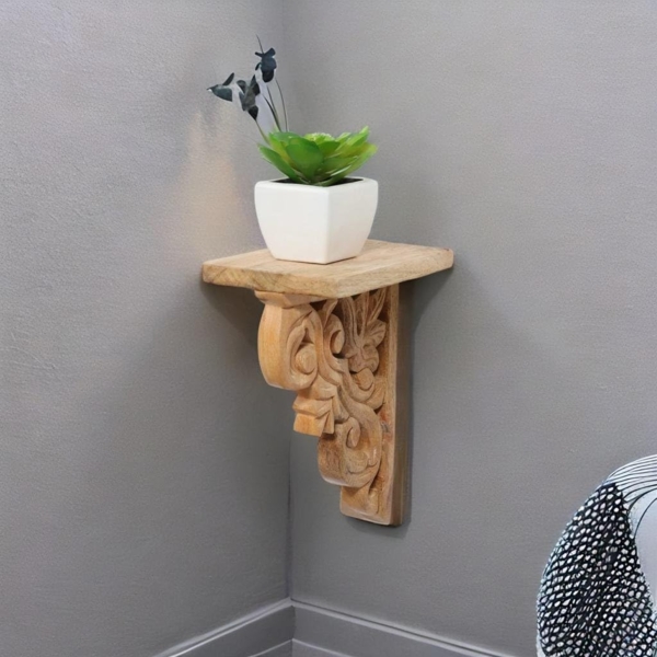 Marrakesch Orient & Mediterran Interior Wandregal 2er Set Wandablage Wandregal aus Massivholz Araba, 2-tlg, Handarbeit Bild 7