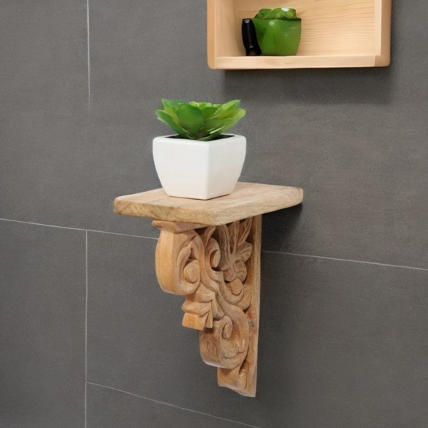 Marrakesch Orient & Mediterran Interior Wandregal 2er Set Wandablage Wandregal aus Massivholz Araba, 2-tlg, Handarbeit Bild 9