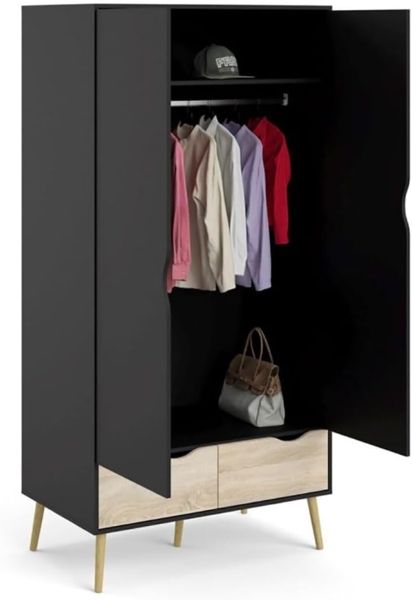 ebuy24 Kleiderschrank Olon Kleiderschrank 2 Türen 2 Schubladen mattschwa Bild 8