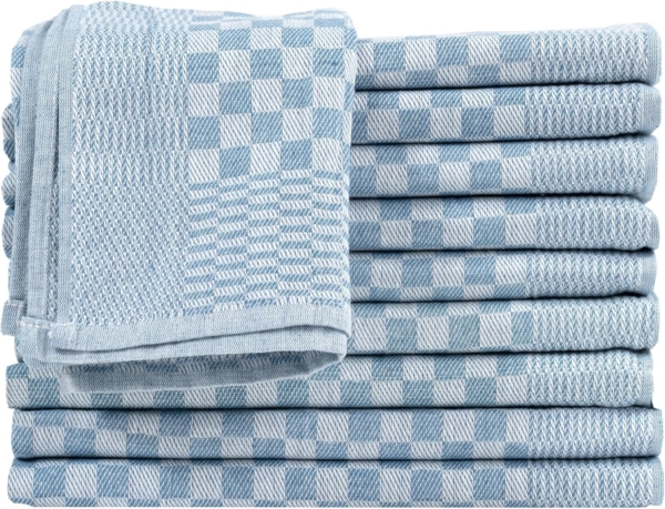 Müskaan - 10er Set Luxus Grubentücher 50x70 cm 100% Baumwolle 210 g/m² Spühltuch Küchentücher Abwaschlappen 75g aqua