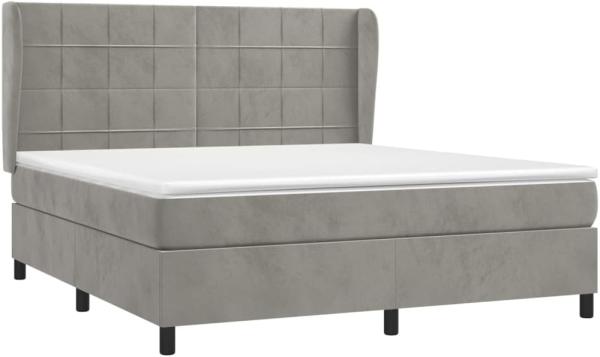 vidaXL Boxspringbett mit Matratze Hellgrau 180x200 cm Samt 3129225