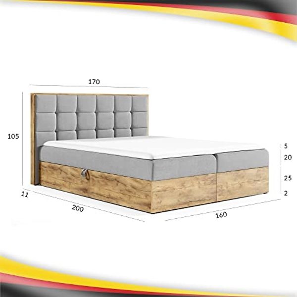 Boxspringbett Doppelbett LOFT 2 - Das perfekte Bett für Ihr Schlafzimmer. 160x200 cm Bett mit Bonellmatratze, mit Bettkasten für Bettwäsche und Topper. Bett mit Kopfteil. (LOFT 2 SHWARZ, 160x200) Bild 2