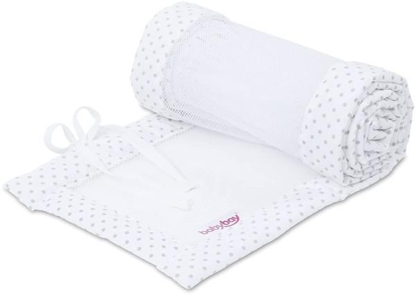 babybay Nestchen Mesh-Piqué für Maxi, Boxspring und Comfort, weiß Punkte perlgrau