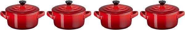 Le Creuset Mini-Cocotte 4er Set Kirschrot - Rot