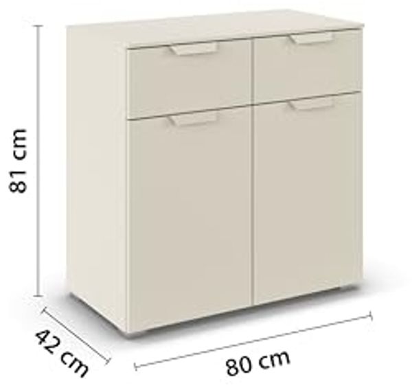 rauch Aditio Box, Kommode, 2-türig, 2 Schubladen, mit Softclose-Funktion, Farbe Beige, BxHxT 80x81x42cm Bild 3