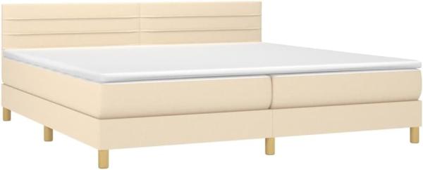 Boxspringbett mit Matratze & LED Stoff Creme 200x200 cm, Härtegrad: H2 [3133826] Bild 4