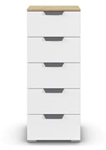 rauch Aditio Box, Kommode, 5 Schubladen, mit Softclose-Funktion, Farbe Weiß/Eiche Artisan, BxHxT 40x100x42cm Bild 5