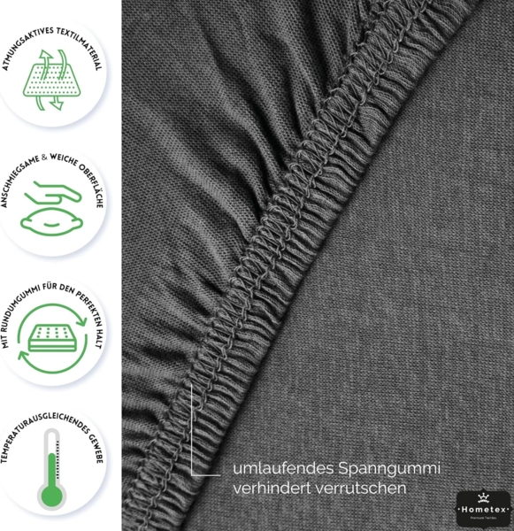 Hometex Premium Textiles Spannbettlaken Premium Boxspringbett Spannbetttuch ideal für Wasserbett und Matratzen, Jersey, Gummizug: Rundumgummizug, Spannbettlaken Premium Qualität 190 g/m², Gekämmte Baumwolle Bild 7