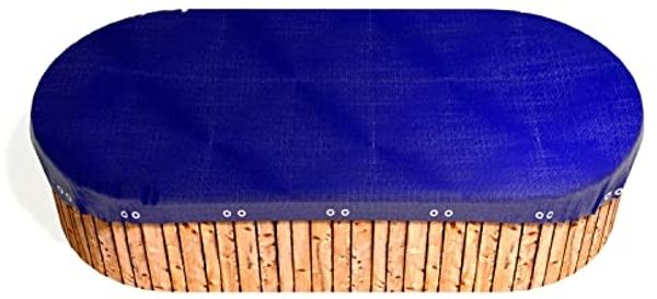 GRASEKAMP Qualität seit 1972 Abdeckplane für Pool oval 725x460 cm Royalblau Planenmaß 800x540 cm Sommer Winter