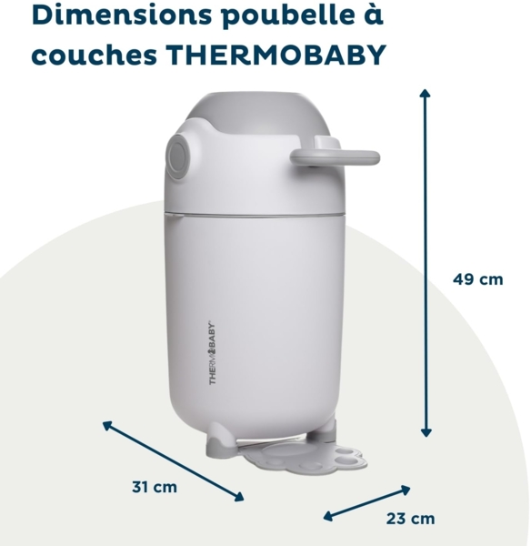 THERMOBABY - Windeleimer ohne Nachfüllung – kompatibel mit Standard-Müllbeuteln mit 20 l – geruchsneutral – für bis zu 15 Windeln Bild 5