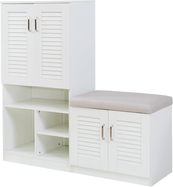 Schuhschrank Løten 120x37x120 cm Weiß [en. casa] Bild 4