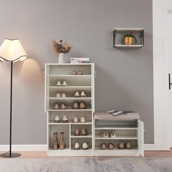 Schuhschrank Løten 120x37x120 cm Weiß [en. casa] Bild 3