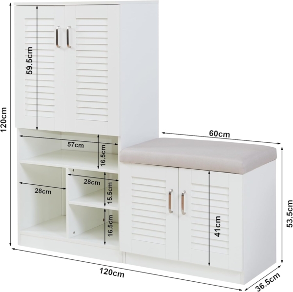 Schuhschrank Løten 120x37x120 cm Weiß [en. casa] Bild 2