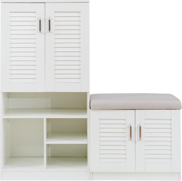 Schuhschrank Løten 120x37x120 cm Weiß [en. casa] Bild 6