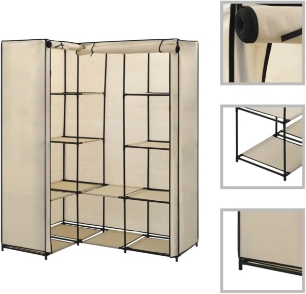 vidaXL Eckkleiderschrank Creme 130 x 87 x 169 cm 282451