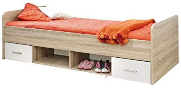 Dino Bett T4 in Eiche Sonoma und Weiß 204 x 64 cm