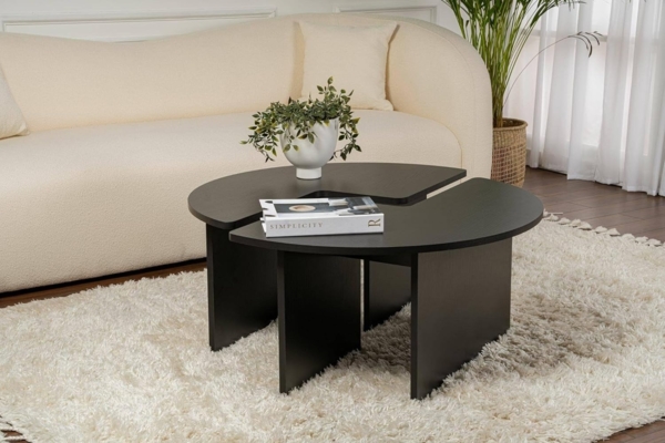 Dmora Couchtisch Codroipo 90 x 90 x 41 cm Schwarz Rundform