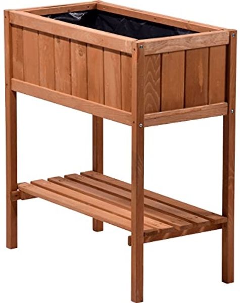 dobar® 58250e kompaktes Hochbeet | Erhöhtes Gemüsebeet | Kräuterbeet aus Holz | Balkonbeet für Salat | Pflanzkasten für Balkon/Garten/Terrasse | 76 x 40 x 80 cm | Braun