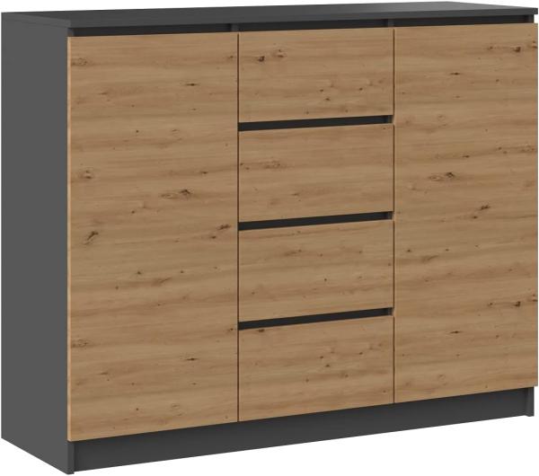 ibonto Nachtkommode Sideboard mit 4 Schubladen & 2 Türen für Schlafzimmer, Wohnzimmer