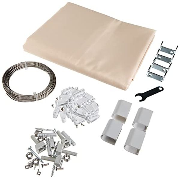 Floracord 04-77-03-18P Universal Sonnensegel und Bausatz 270x140 cm inklusive 20 Laufhaken montagefertig, Elfenbein Beige