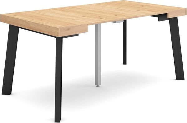 Skraut Home | Ausziehbarertisch | Multifunktionaler ausziehbarer | 160 | Für 8 Gäste | Hölzerne Beine | Moderner Stil | Eiche