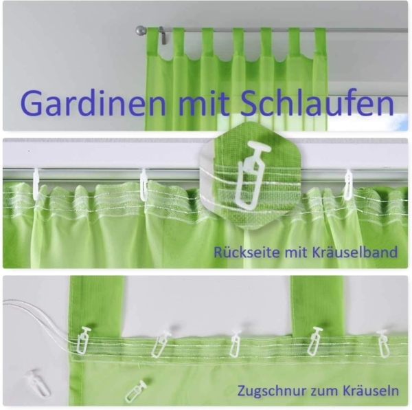 2er-Pack Gardinen Transparent Vorhang Set Wohnzimmer Voile Schlaufenschal mit Bleibandabschluß HxB 225x140 cm Rosa, 61000CN Bild 6