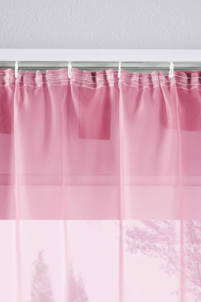 2er-Pack Gardinen Transparent Vorhang Set Wohnzimmer Voile Schlaufenschal mit Bleibandabschluß HxB 225x140 cm Rosa, 61000CN Bild 5