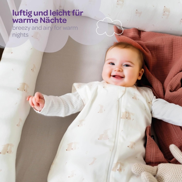 Sommerschlafsack LIEBMICH Baumwolle Hophop Bunny beige, Größe 110 Bild 4