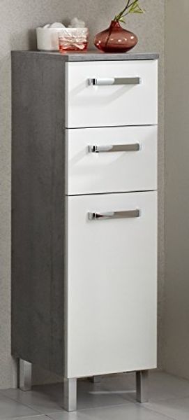 Highboard Hamm / Hanau, Holzwerkstoff, Metall, Grau, Weiß, 30 x 101 x 33 cm