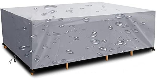 DKHLYB Abdeckung für Gartenmöbel Multi Größe Gartenmöbel Abdeckung 600D Oxford Gewebe Schutzhülle Wasserdicht Winddicht UV-Beständiges für Gartentische und Möbelsets Silber 150 x 110 x 85 cm