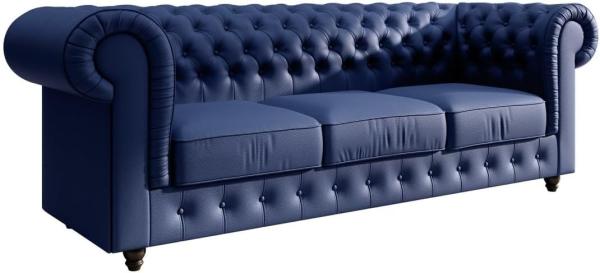 Chesterfield Sofa Hermine (Kunstleder) Dunkelblau