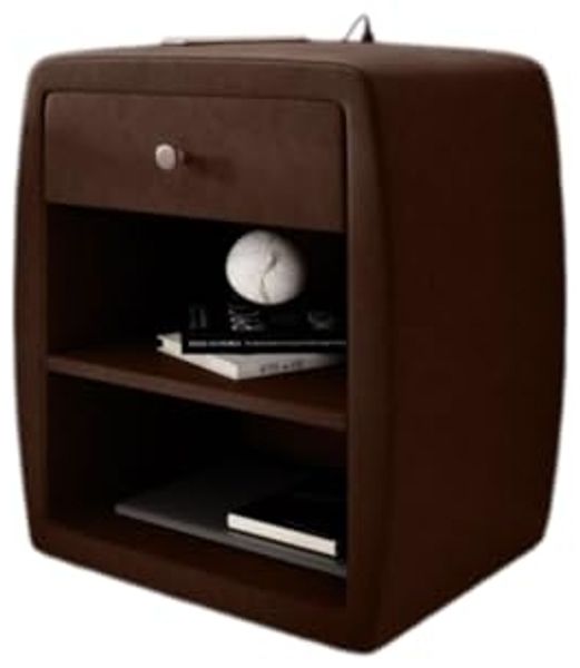 Designer Nachttisch Lilly mit USB Anschluss (Samt) Braun