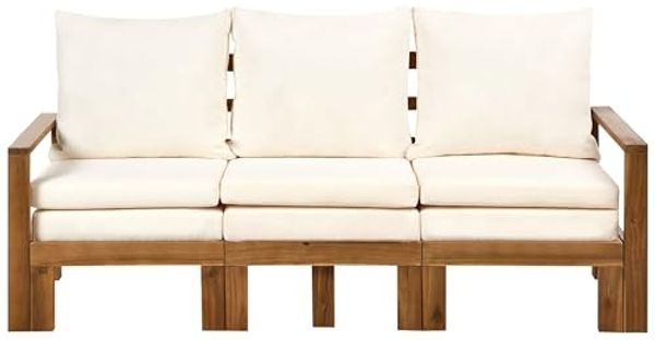 Gartenbank mit Auflage ISOLELLO 190 cm verstellbar Akazienholz Braun