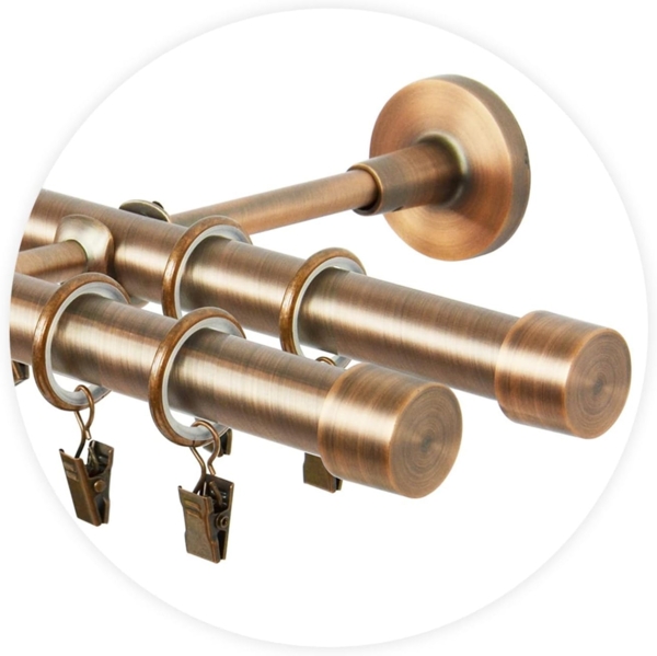 MDEKOR Gardinenstange Vorhangstange 19mm, 2-läufig, 2-läufig Wandmontage, 120 cm Kupfer Bild 7