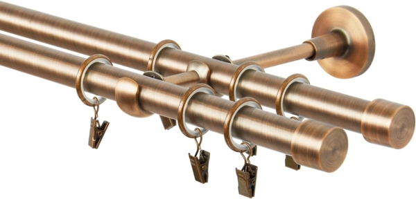 MDEKOR Gardinenstange Vorhangstange 19mm, 2-läufig, 2-läufig Wandmontage, 120 cm Kupfer Bild 3