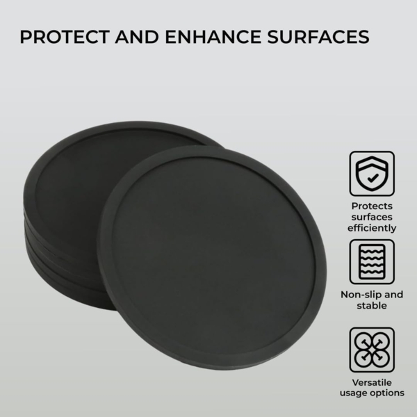 H&S Tassenuntersetzer Silikon Glasuntersetzer 6er Set Rund in Schwarz, 6-tlg, Silikon Glasuntersetzer Set 6 Stück Rund Schwarz Bild 3