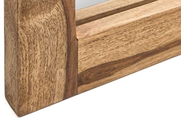 Spiegel Wandspiegel Holzspiegel mit Ablage Badspiegel Flurspiegel massivum Laros Akazie 80x55 cm rechteckig schmal ohne Beleuchtung Bild 3
