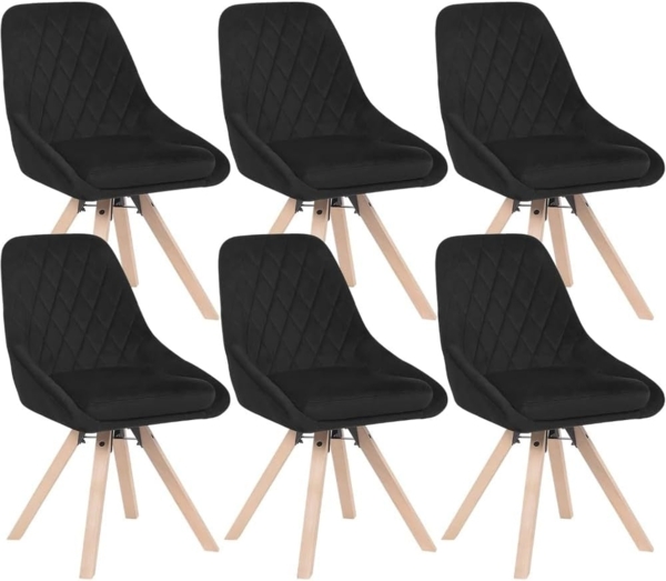 Woltu Esszimmerstuhl (6 St), Küchenstuhl drehbar, Beine aus Buchenholz