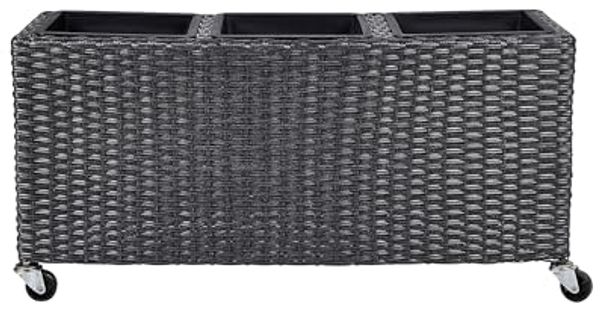 Blumenkübel BELLIS PE Rattan 82 cm Schwarz
