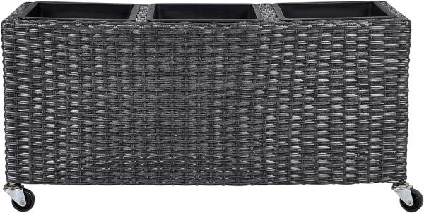 Blumenkübel BELLIS PE Rattan 82 cm Schwarz